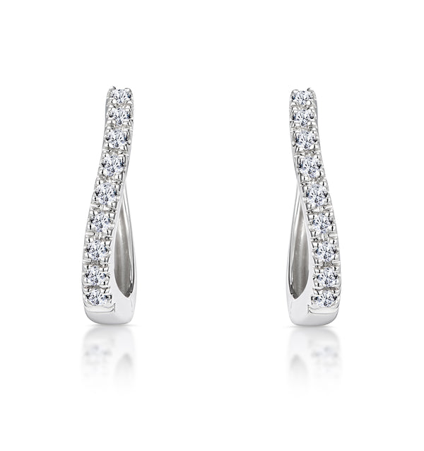 Huggie Earrings 0.11ct Diamond 9K White Gold